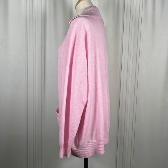 Minnie‎ Rose Light Pink 100% Cashmere Collared V Neck Tight Knit Sweater Size 2X - Picture 7 of 16